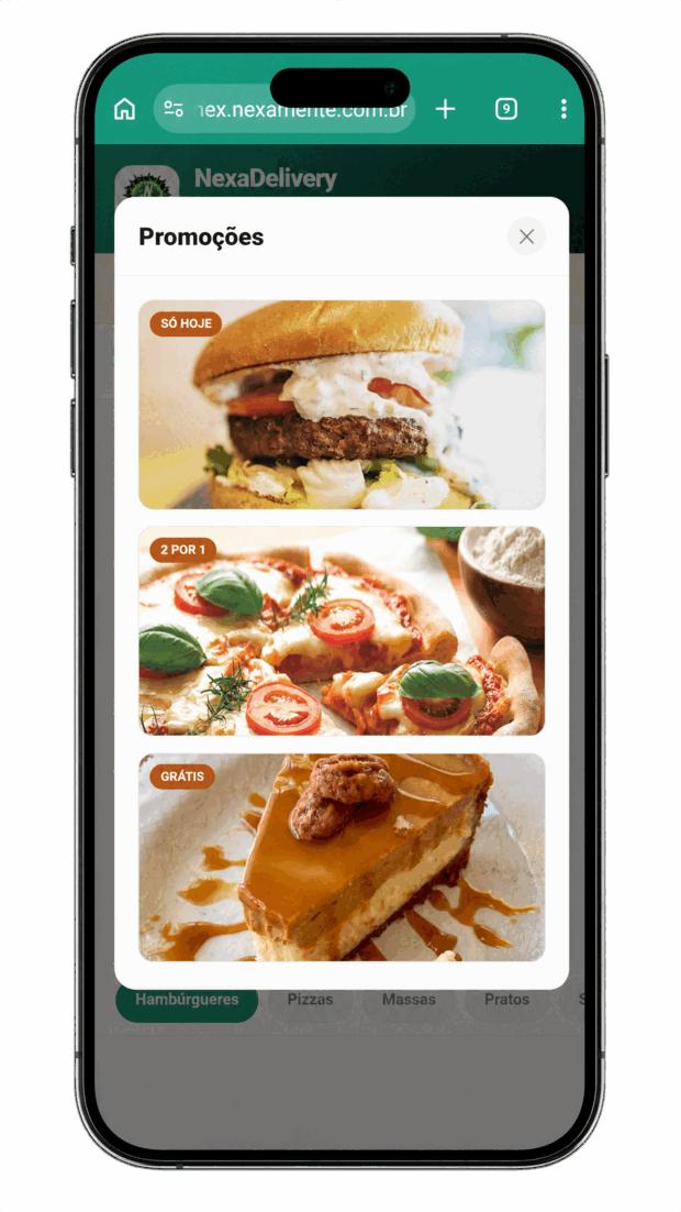 Cardápio digital no celular com promoções